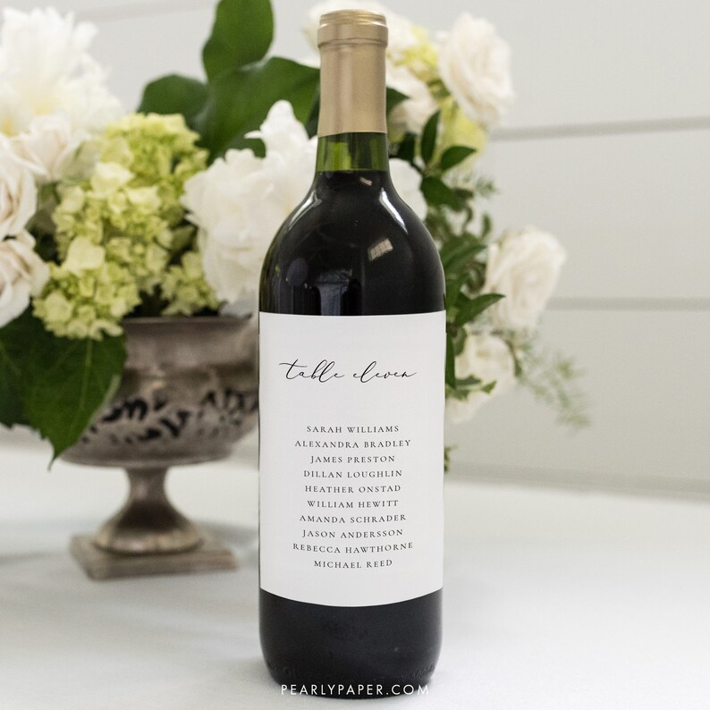 Printable Wine Label Table Numbers Template Printable Modern | Etsy