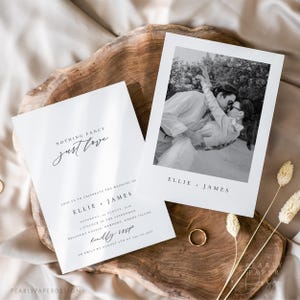 Nothing Fancy Just Love Invitation, Minimalist Elopement Reception Invitation with Photo, Reception Party, Announcement Card, Canva #EJ01