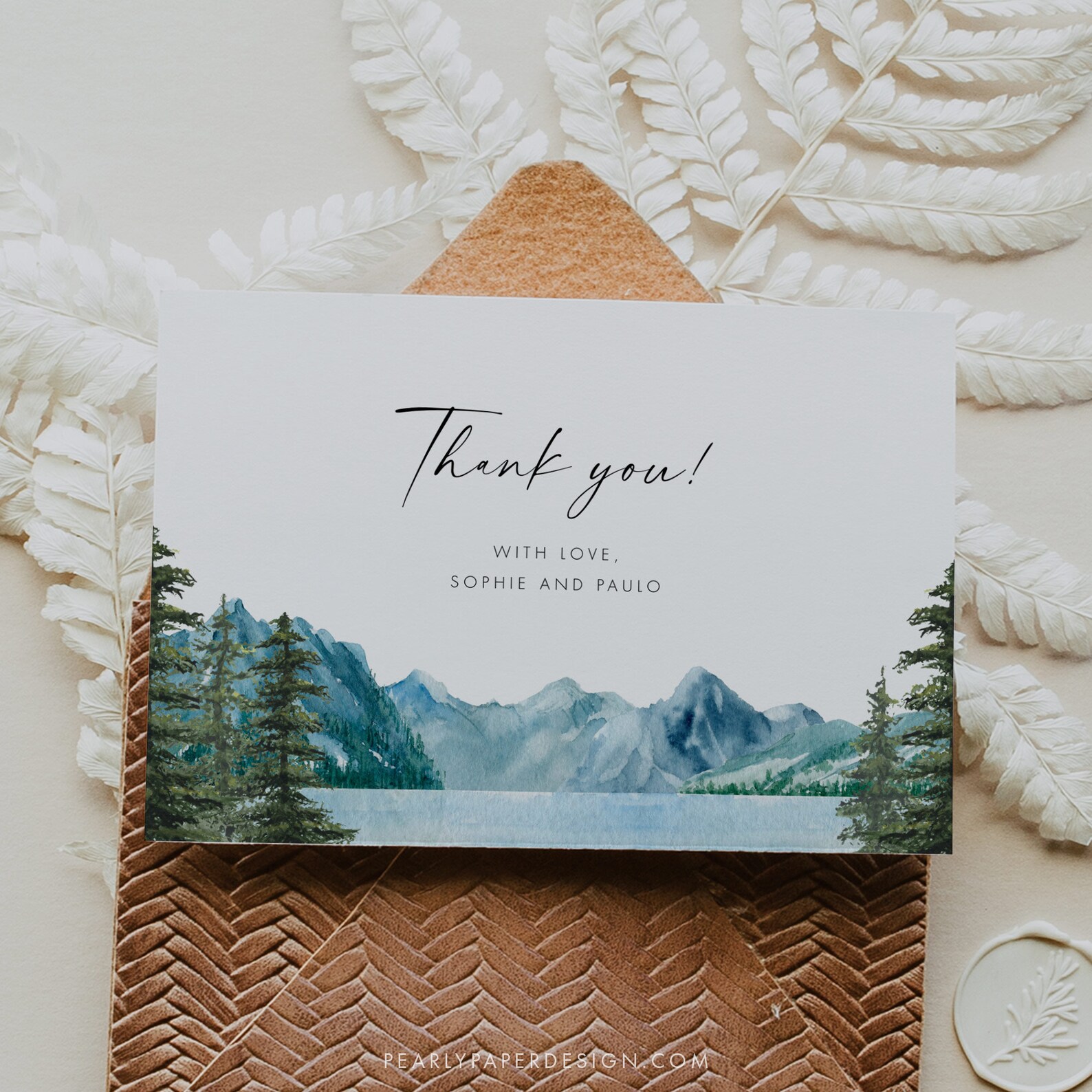 Mountain Wedding Thank You Card Template, Forest Thank You Card ...