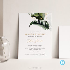 Brunch and Bubbly Bridal Shower Invitation Template Rustic Bridal Printable Bridal Shower Invite Tropical Bridal Brunch 23