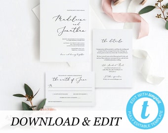 Wedding Invitation Printable Invitation Template, Templett, Elegant invitation elegant printable wedding invite Wedding DIY 11