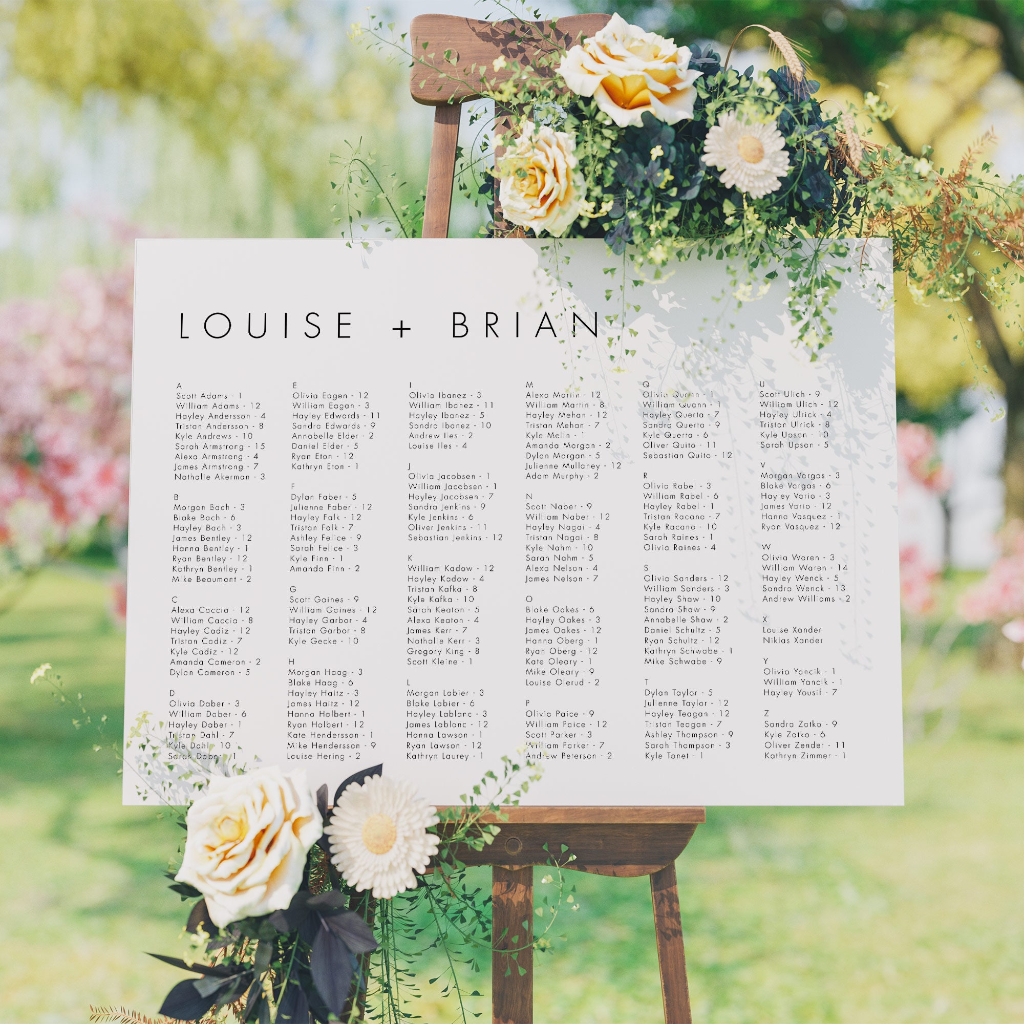 Seating Letters Alphabetical Seating Chart Template Download Minimalist Seating ...