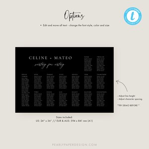 Black and White Wedding Seating Chart Template Download, Elegant ...