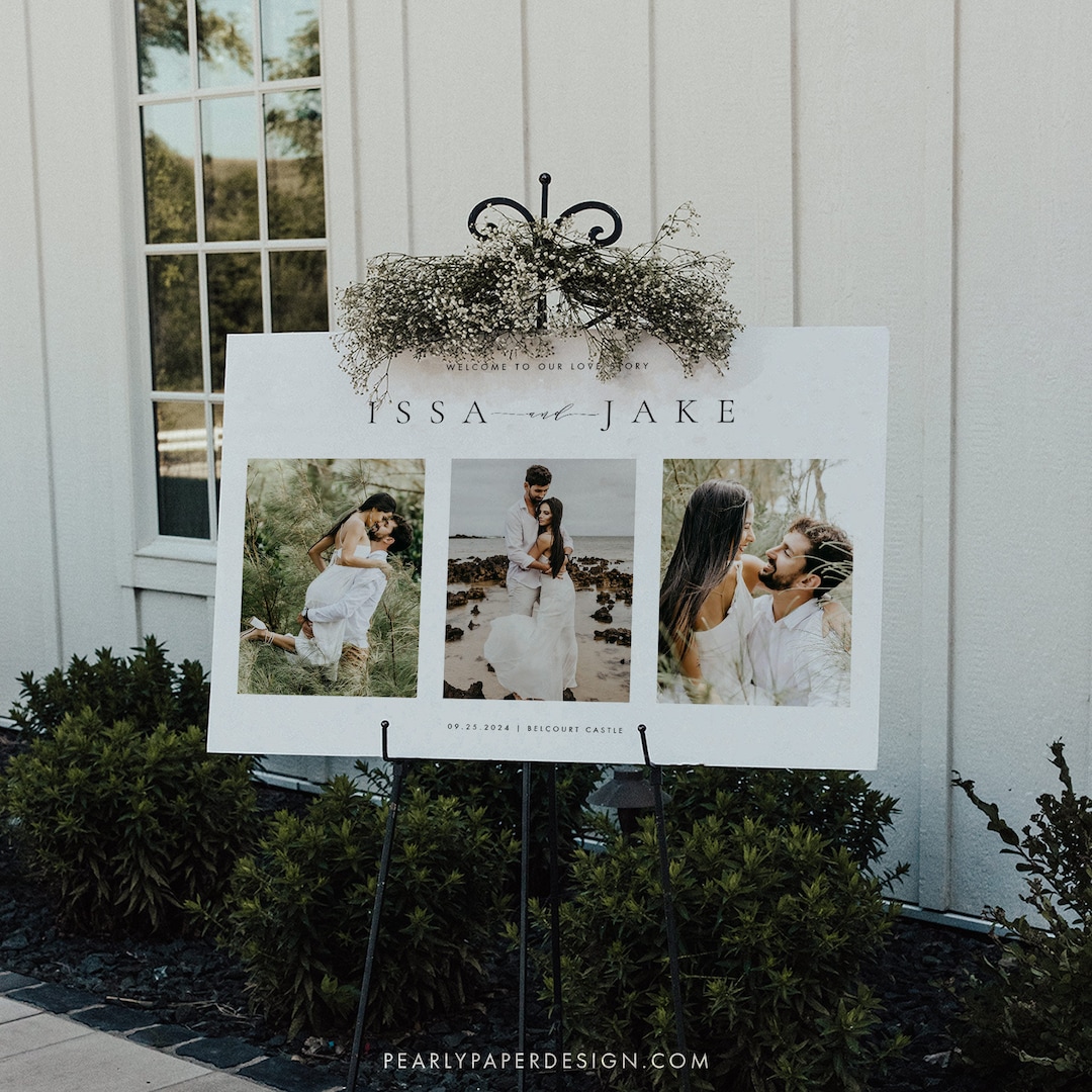 Elegant Wedding Photo Welcome Sign Template, Modern Wedding Welcome ...
