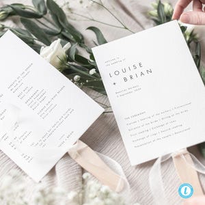 Minimalist Wedding Ceremony program Fan Template Download Simple modern Wedding program Fan Templett printable Wedding Ceremony Fan 21