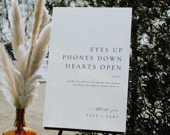 Unplugged Sign Eyes up Phones Down Heart Open Sign Template Modern Unplugged Wedding Sign Templett #36