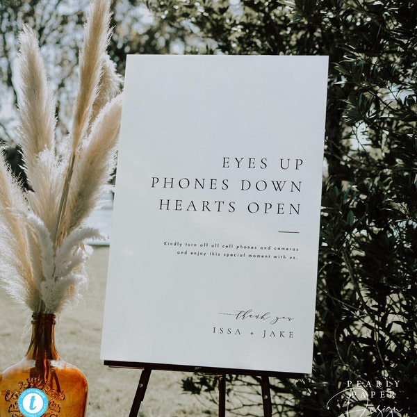 Unplugged Sign Eyes up Phones Down Heart Open Sign Template Modern Unplugged Wedding Sign Templett #36