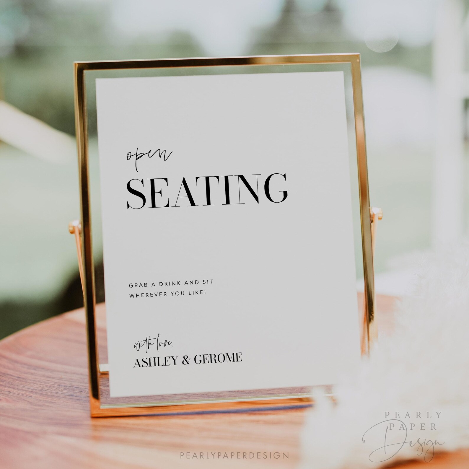 Open Seating Sign Template, Minimalist Seating Table Sign Download ...