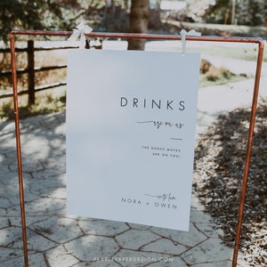 Drinks Are On Us Sign Template, Open Bar Sign, Free Drinks Sign, Dance Moves Sign, Wedding Bar Sign, Bar Menu Template, Templett #064