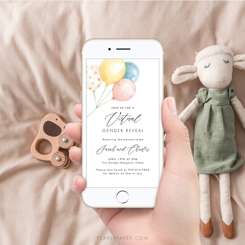 Virtual Gender Reveal Invitation Template Download Digital Etsy