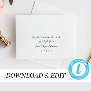 Envelope Template, Printable Wedding Envelope Templett, address template, Calligraphy, Instant Download, DIY envelope Editable address label