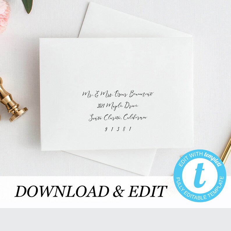 Envelope Template Printable Wedding Envelope Templett - Etsy