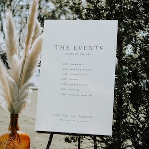 Modern Order of Events Sign Template Download Minimalist Wedding Sign Templett Modern Order of the Day Printable Order of Events #CELINE