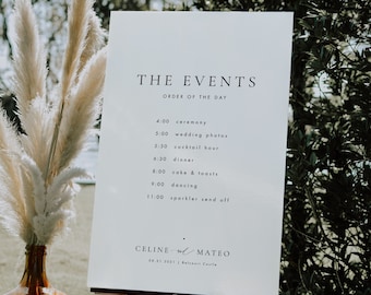 Modern Order of Events Sign Template Download Minimalist Wedding Sign Templett Modern Order of the Day Printable Order of Events #CELINE