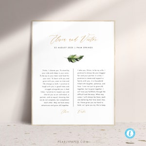 Printable Wedding Vows Template Download Tropical Vows Anniversary Gift Wedding Vow Gift Wedding Vow Sign #23