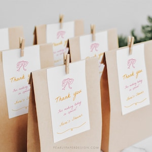 Whimsical Favor Tag Template, Pink Baby Shower Favor Tag, Girl Baby Shower, Baby Favor Tags, Printable Gift Tag, Favor Label #074