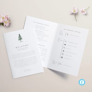 Wedding Weekend Itinerary Template Woodland Minimalist Weekend Timeline Program Wedding Booklet Printable Wedding schedule 28