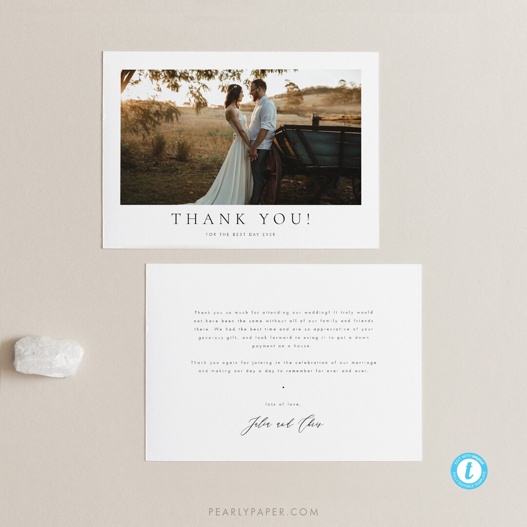 Thank You Card Template Download Printable Modern Wedding Thank You ...