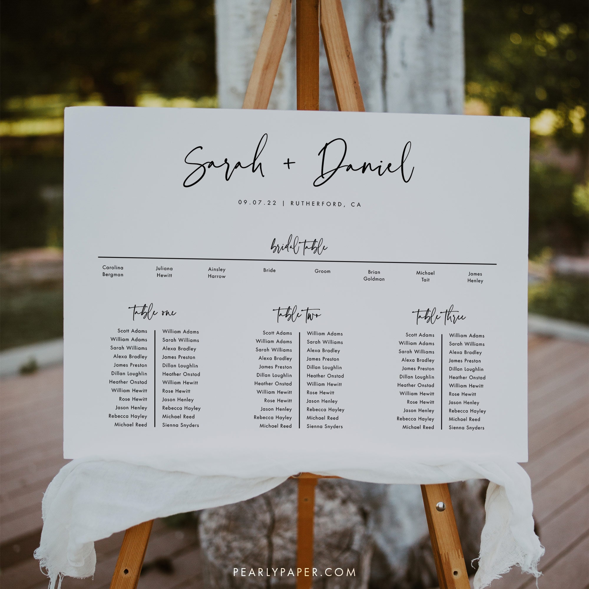 Modern Table Seating Chart Sign Template Download Long Tables Wedding ...
