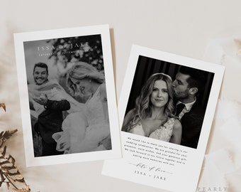 Thank You Card template download, Printable Modern Wedding thank you card with Photo, Minimalist thank you Templett #ISSA