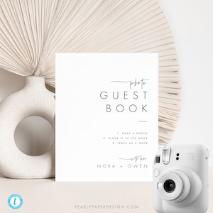 Photo Guest Book Sign Template, Wedding Photo Guestbook Sign, Minimalist Photo Guestbook Sign, Photo Sign our Guestbook Sign, Templett #064