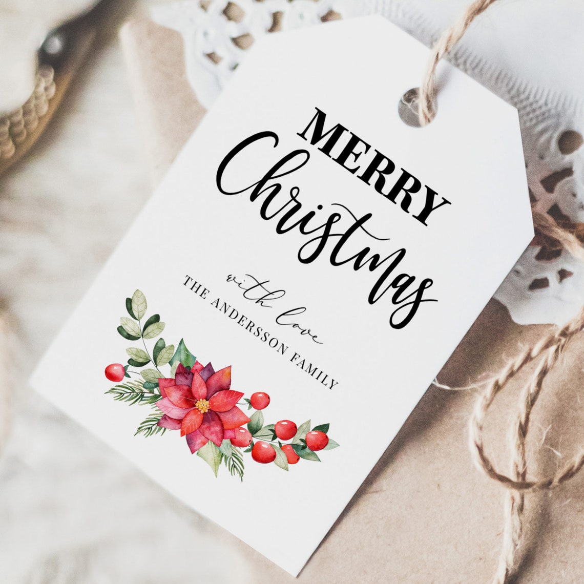 Editable Christmas Tag Template Printable Tag Merry Christmas | Etsy