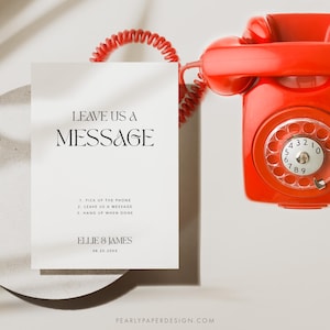 Phone Message Guest book Sign, Audio Guestbook Sign Template, Modern Wedding Sign, Leave A Message Sign, Templett #090
