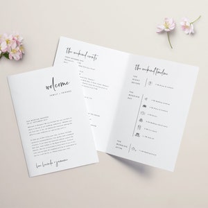 Wedding Weekend Itinerary Template Weekend Timeline Program Wedding Booklet Printable Order of Events Welcome Bag Note Wedding schedule #43