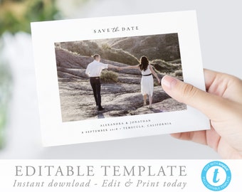 Photo Save the Date Printable Invitation Template Templett Simple invitation elegant printable wedding invite Wedding DIY 10