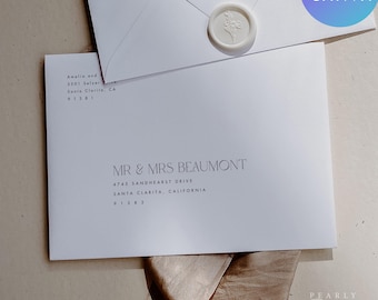 Envelope Address Template for Canva, A7 Wedding Envelope Addressing Template, Modern Envelope Address for 5x7 Cards and Return Address #AW01