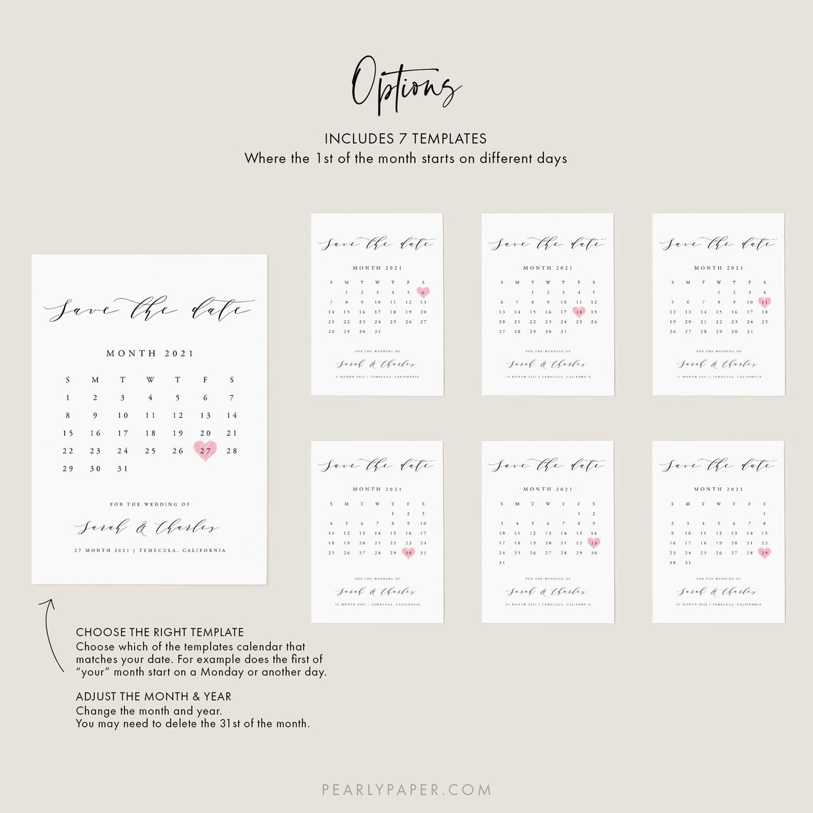 Printable Calendar Save the Date Template Printable Save Our | Etsy