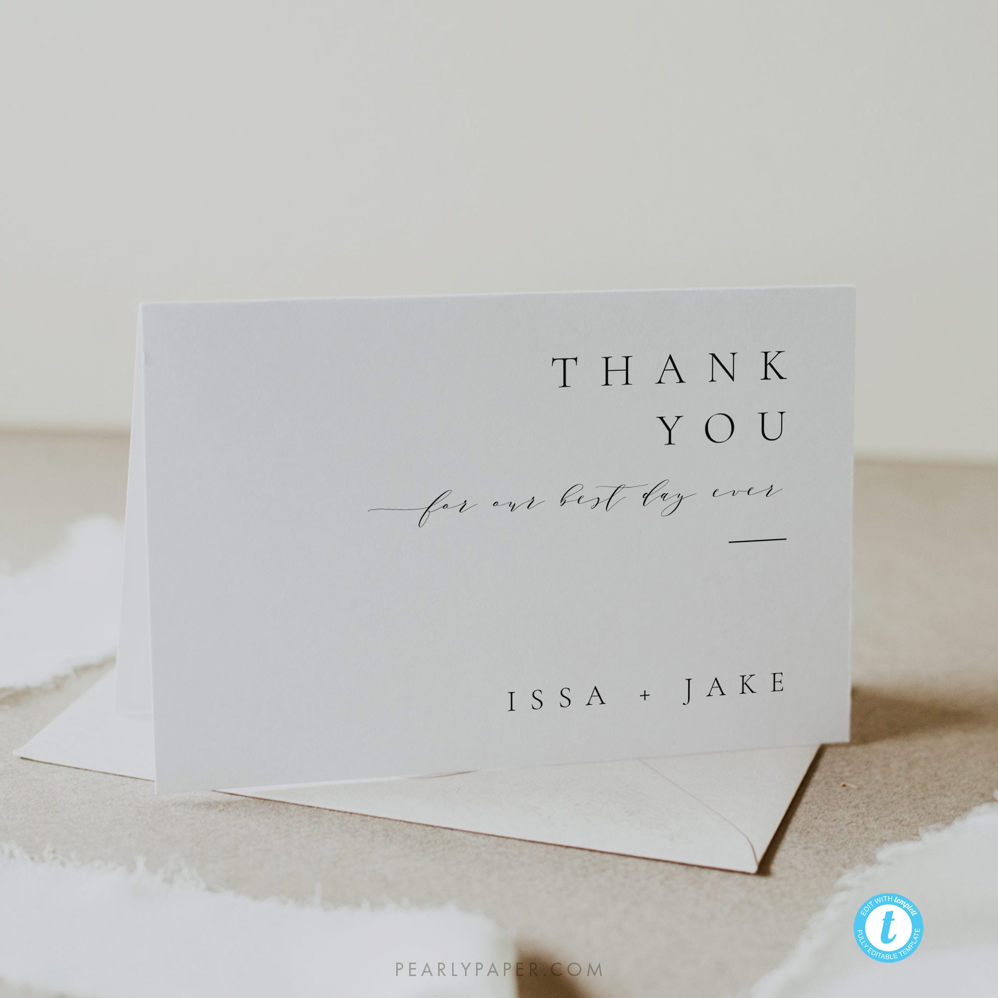 Minimalist Wedding Thank You Template Download Printable Folded Thank ...