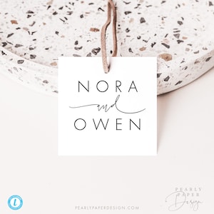 Printable Favor Tag Template, Modern Wedding Tag Templett, Square Favor Tag Template Round Gift Tag label #064