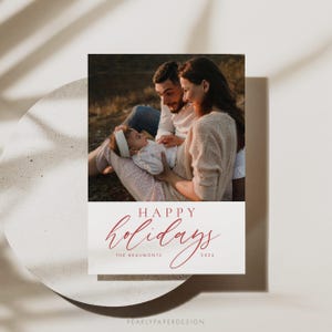 Tarjeta de Felices Fiestas con Foto, Plantilla Moderna de Tarjeta Navideña con Foto, Tarjeta de Felices Fiestas con Foto, Tarjeta Navideña Minimalista, Templett