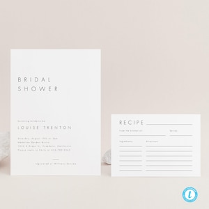 Minimalist Bridal Shower Invitation and Recipe Card Template Modern Bridal Shower Invite Editable bridal invite Modern Bridal Shower 21