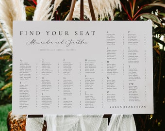 DIY Alphabetical Seating Chart template, Printable Seating Plan, Minimalist Printable Seating Chart, Editable Seating Poster, Templett 10