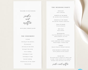 Wedding Program Template Calligraphy Minimalist Ceremony Program template Simple Editable Program Printable Order of Service 27
