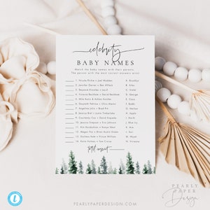 Celebrity Baby Name Game Template, Boho Baby Shower Game, Celebrity Baby Games, Rustic Baby Shower Activity Game, Templett #M068