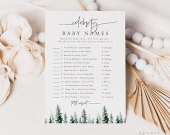 Celebrity Baby Name Game Template, Boho Baby Shower Game, Celebrity Baby Games, Rustic Baby Shower Activity Game, Templett #M068
