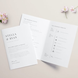Elegant Wedding Weekend Itinerary Template Weekend Timeline Program Wedding Booklet Printable Welcome Bag Note Wedding schedule #24