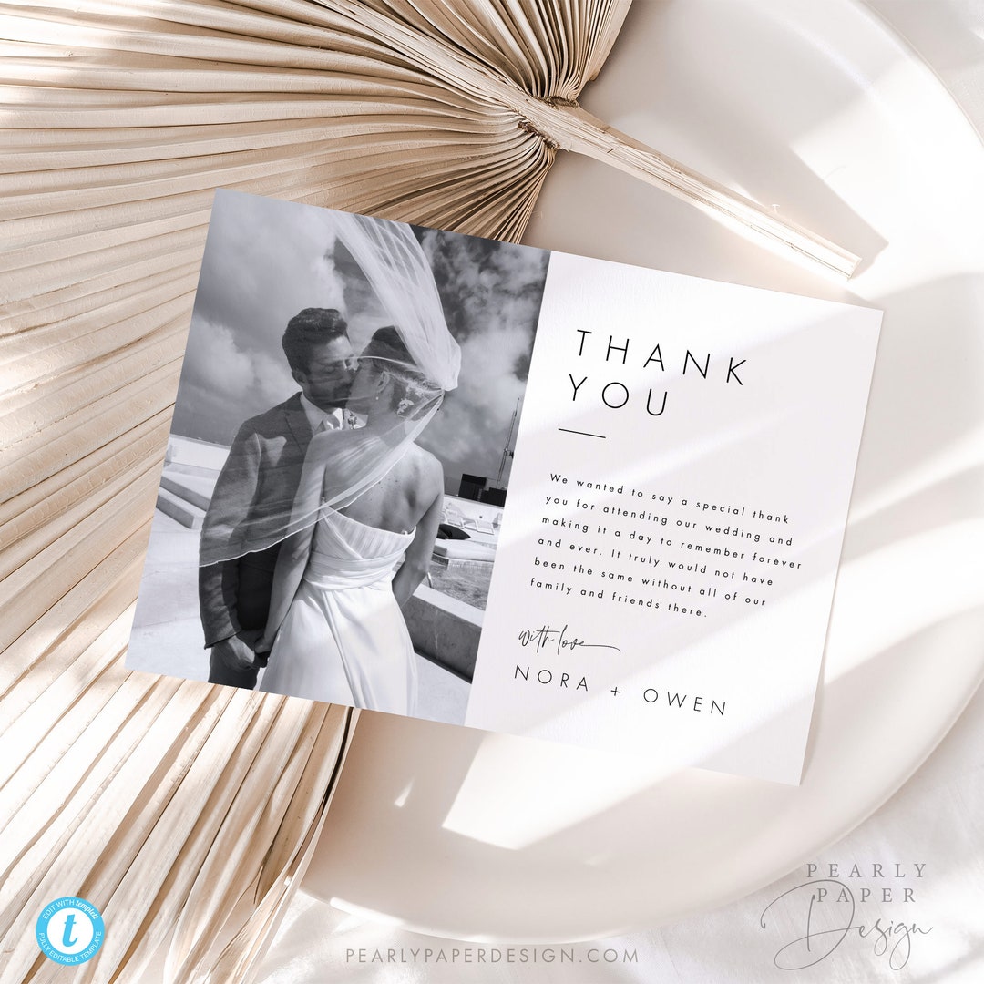 Editable Wedding Thank You Card Template Digital Download, Printable ...