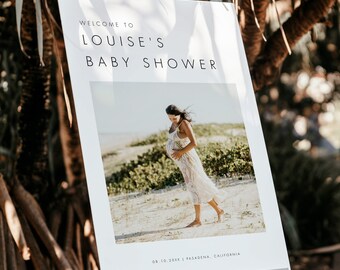 Baby Shower Welcome Sign Template, Modern Baby Shower Photo Sign, Photo Welcome Sign, Minimalist Welcome Sign, Templett #M21