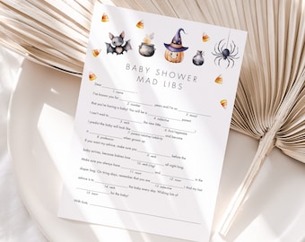 Baby Mad Libs Game Template, Halloween Baby Shower Game Mad Libs, Printable Baby Shower Game, Fall Baby Shower Activity Game #084