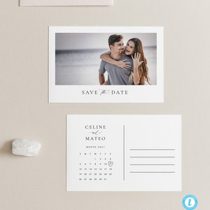 Calendar Save the Date Postcard Template, Editable invite Simple and Modern save our date invitation Postcard Templett #CELINE