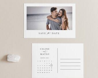 Calendar Save the Date Postcard Template, Editable invite Simple and Modern save our date invitation Postcard Templett #45