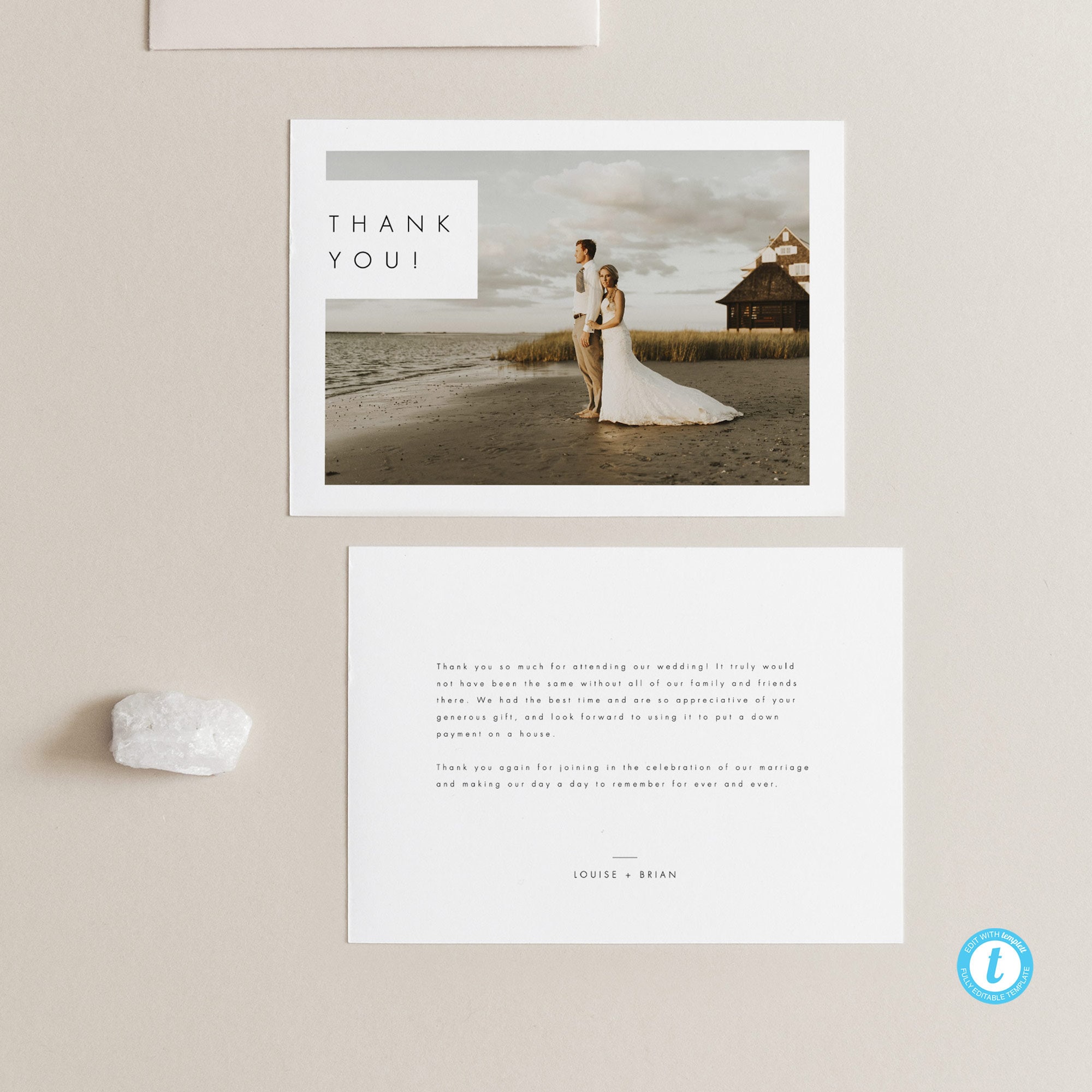 Minimalist Thank You Card Template Download Printable Modern Wedding ...