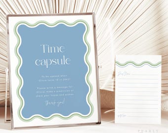 Time Capsule Template, First Birthday Time Capsule Sign and Cards, Baby Shower Time Capsule, Modern Birthday Time Capsule, Templett #057