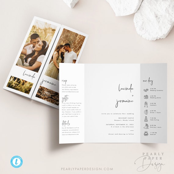 Gatefold Wedding Invitation Template Download Printable | Etsy