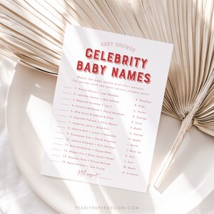 Celebrity Baby Name Game Template, Printable Baby Shower Game ...