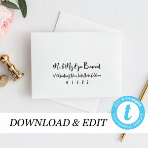 Printable Envelope Address Template Modern Calligraphy Envelope Addressing Template Wedding Envelope Address Editable Address Templett DIY